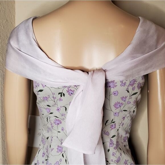 Vintage lavender floral print midi dress by Bellum - Picture 6 of 11